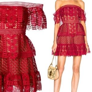 Self-Portrait Red off the shoulder Cocktail